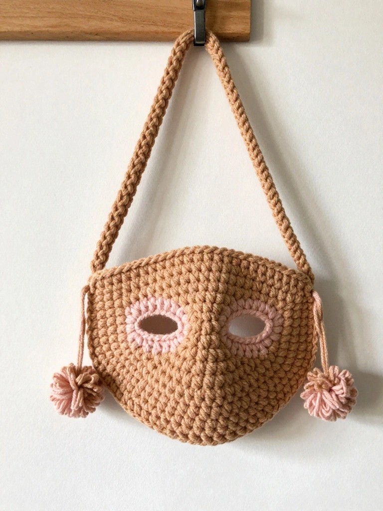 Mask Shaped Crochet Pouch