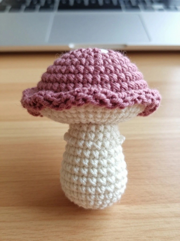 Tiny Crochet Mushroom for Desk or Shelf Use